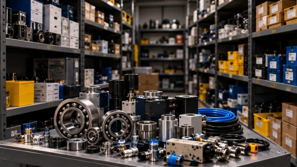 Magazyn części: łożyska, elementy pneumatyki i hydrauliki